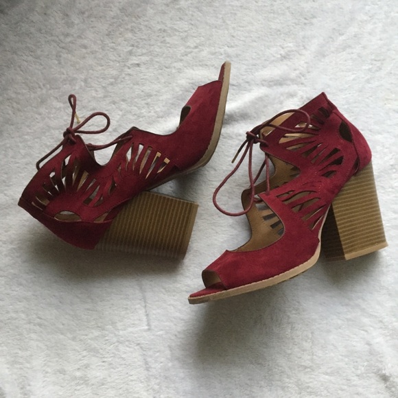 Charlotte Russe Shoes - Charlotte Russe Red Suede Heels
